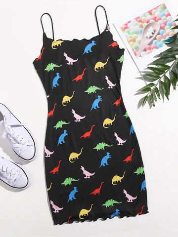 Allover Dinosaur Print Bodycon Dress
