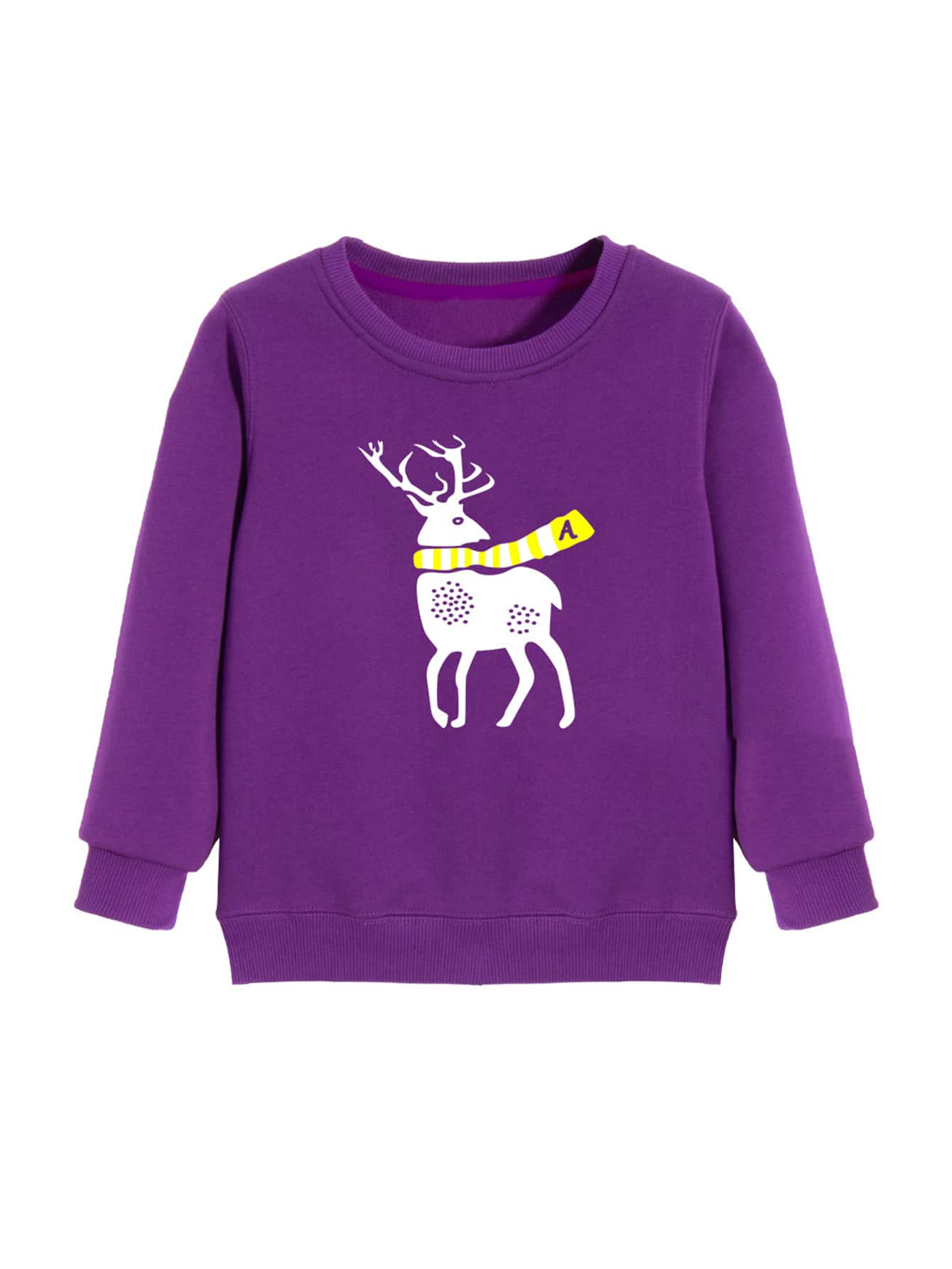 Boys Deer Print Thermal Lined Sweatshirt