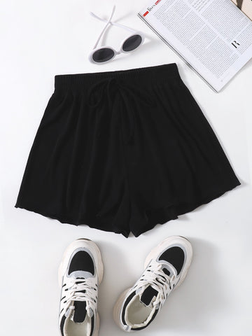 Knot Waist Solid Shorts