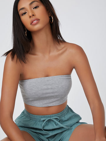 Solid Form Fitted Crop Tube Top