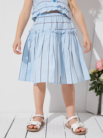 Toddler Girls Ruffle Trim Striped Skirt