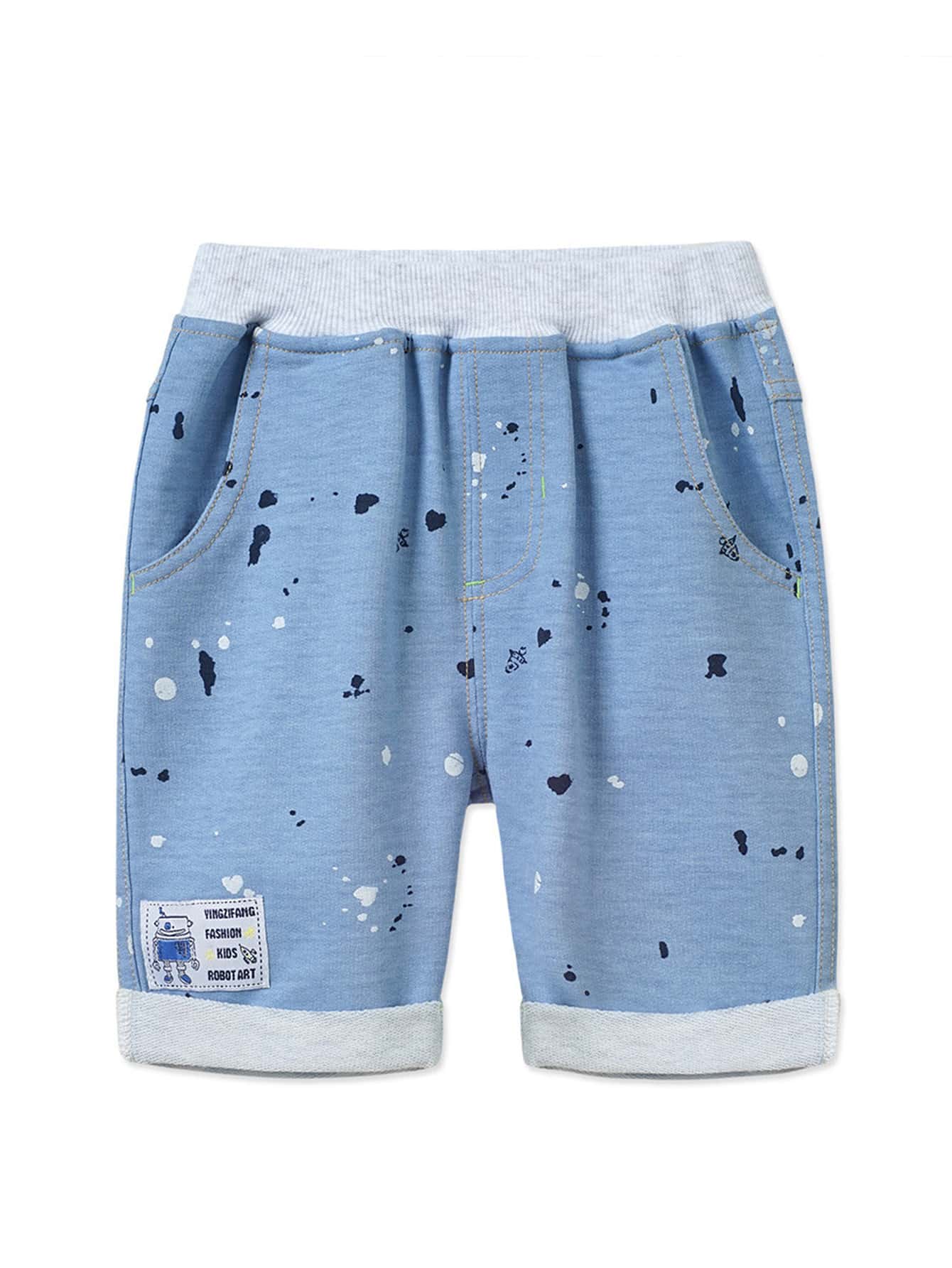 Toddler Boys Roll Hem Patched Shorts