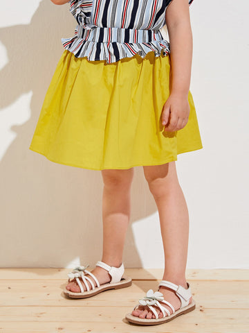 Toddler Girls Striped Ruffle Trim Skirt