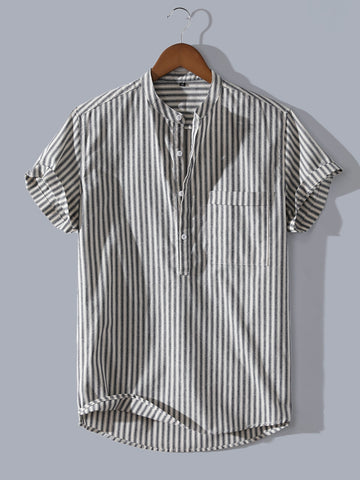Men 1pc Striped Pocket Shirt