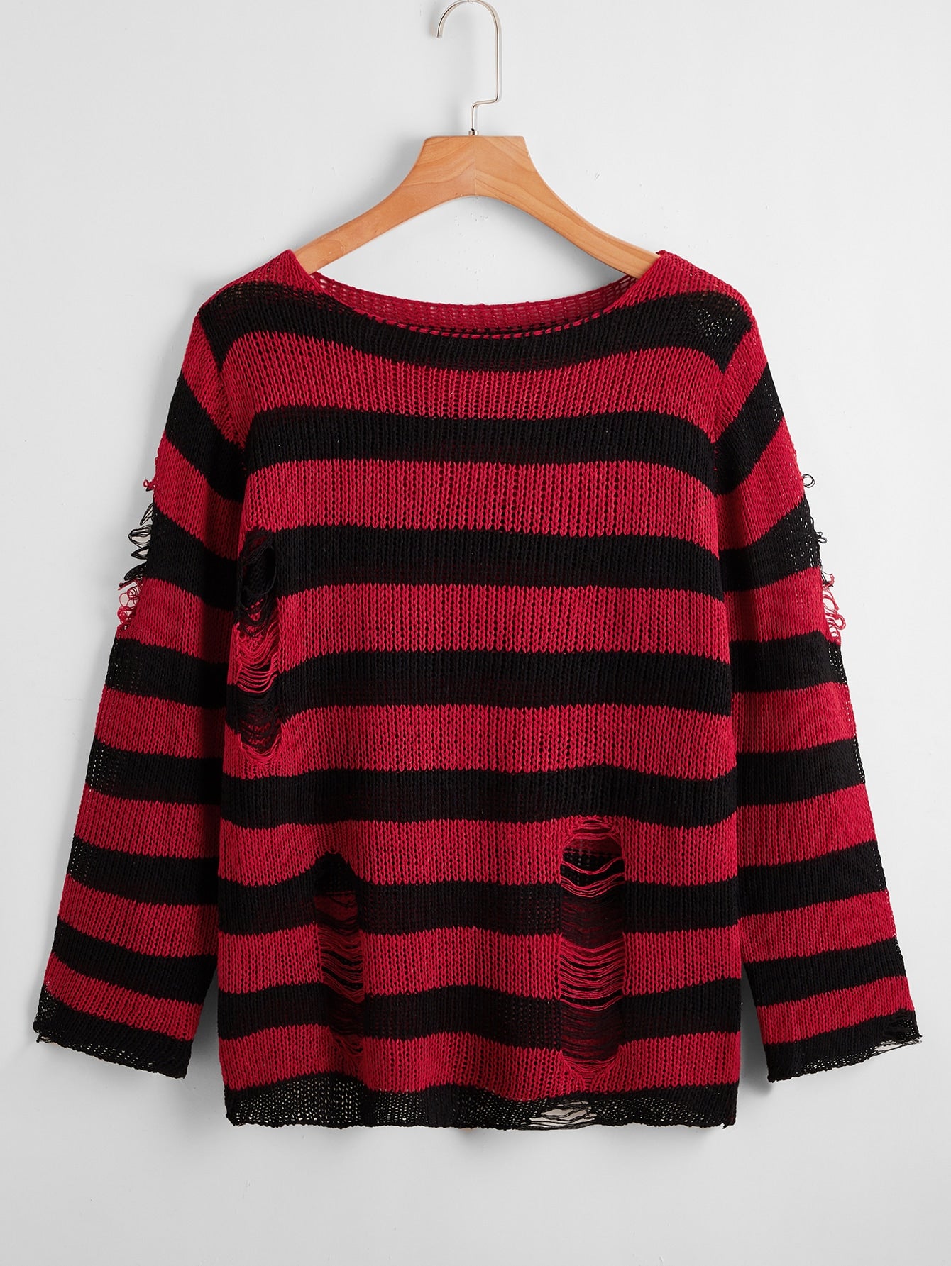 Striped Ripped Detail Sweater