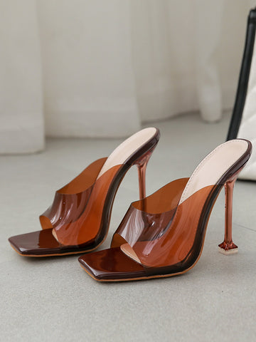 Women's Transparent High Heel Mules Sandals