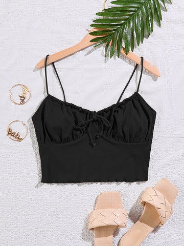 Tie Front Ruched Bust Cami Top