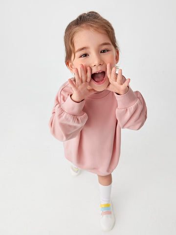 Young Girl Basic Classic Long Sleeve Round Neck Pullover Sweatshirt
