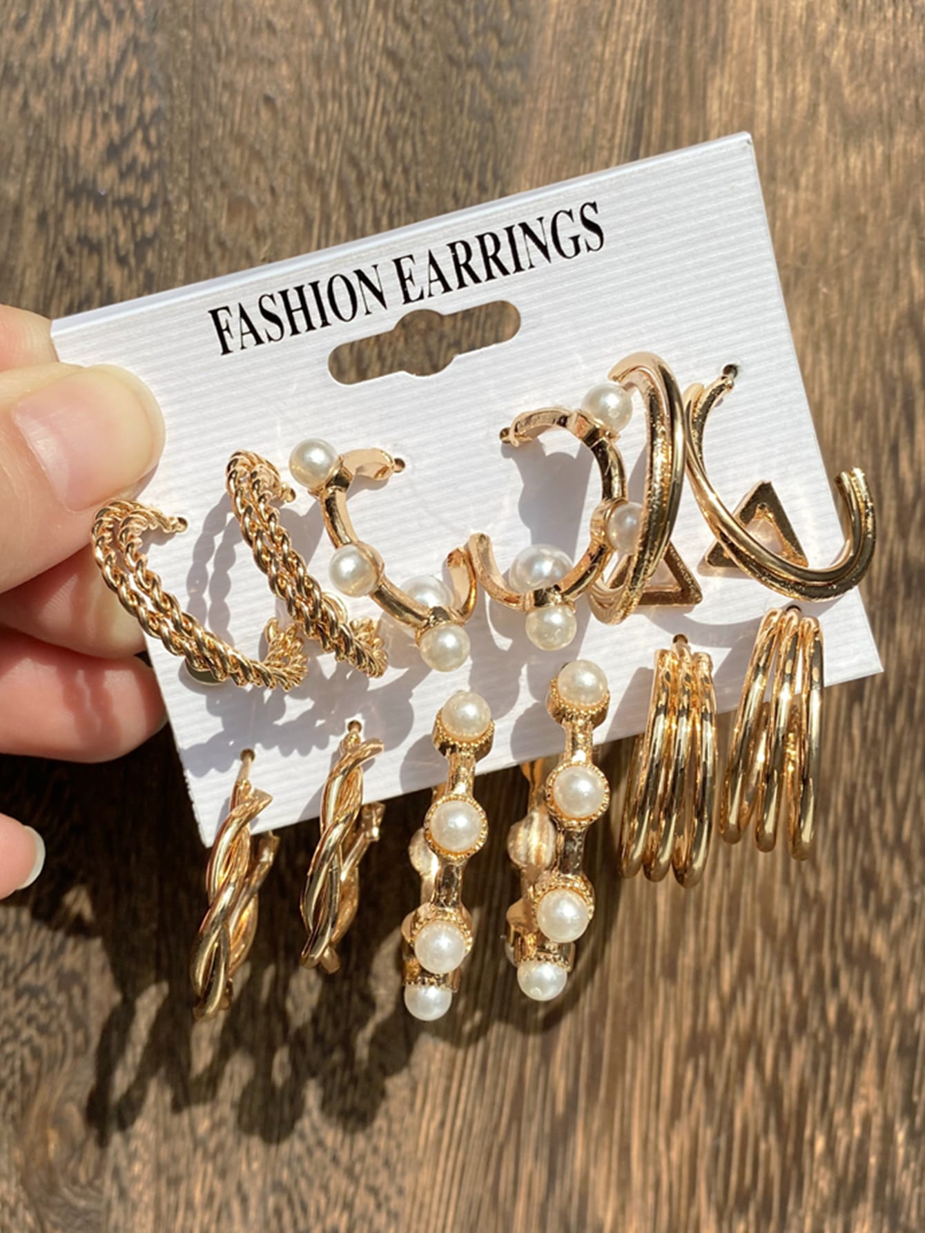 9pairs Faux Pearl Decor Earrings