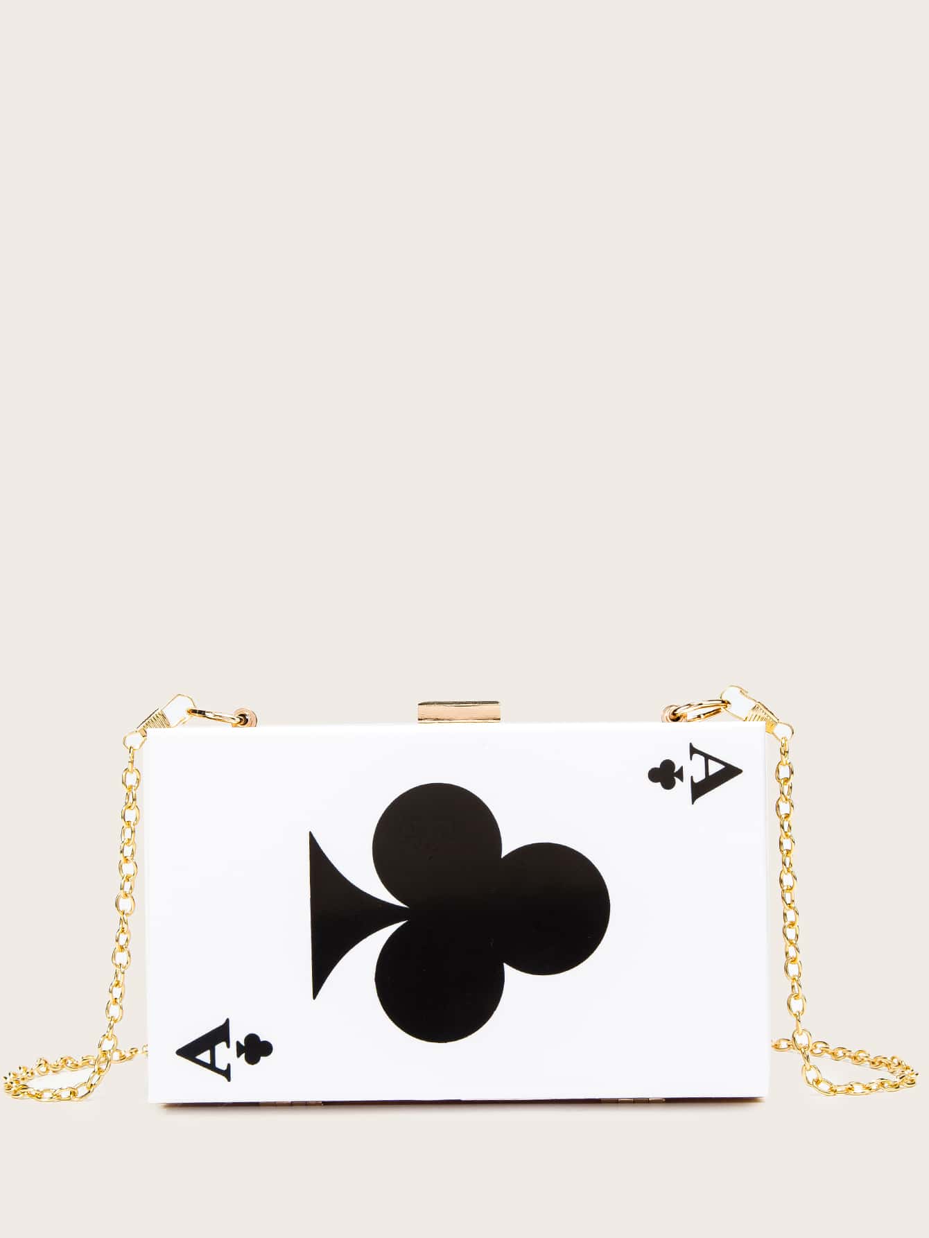 Poker Design Chain Clutch Bag