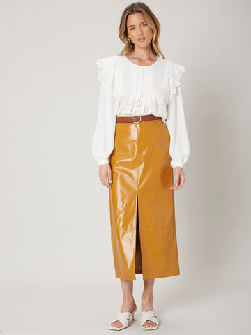 Pu Leather Split Skirt