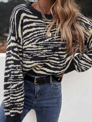Zebra Striped Pattern Sweater