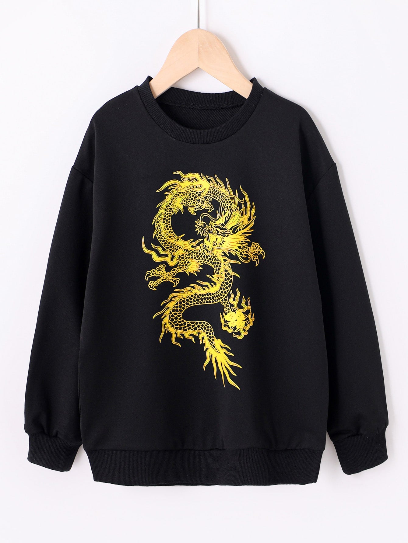 Girls Chinese Dragon Graphic Drop Shoulder Pullover