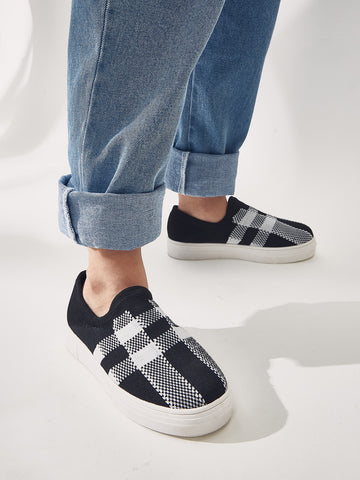 Toddler Boys Gingham Graphic Slip-On Sneakers