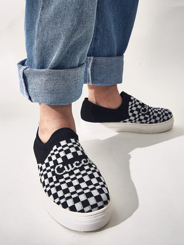 Toddler Boys Gingham Graphic Slip-On Sneakers