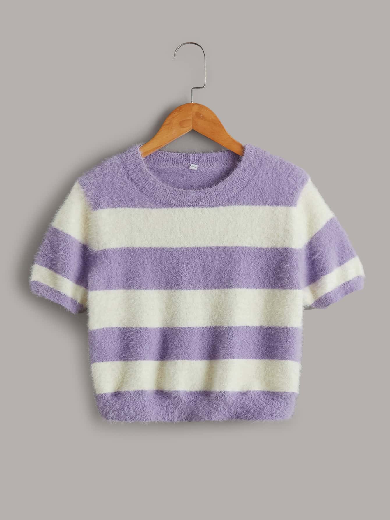 Girls Colorblock Fluffy Knit Sweater
