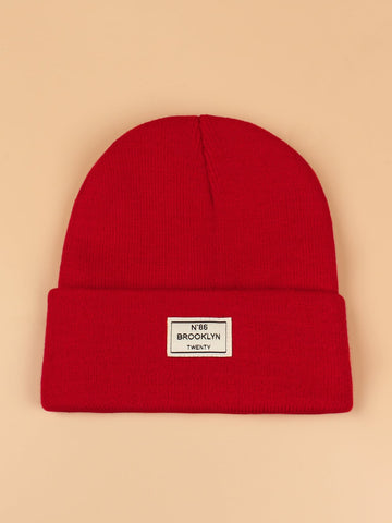 Letter Graphic Knit Beanie Casual