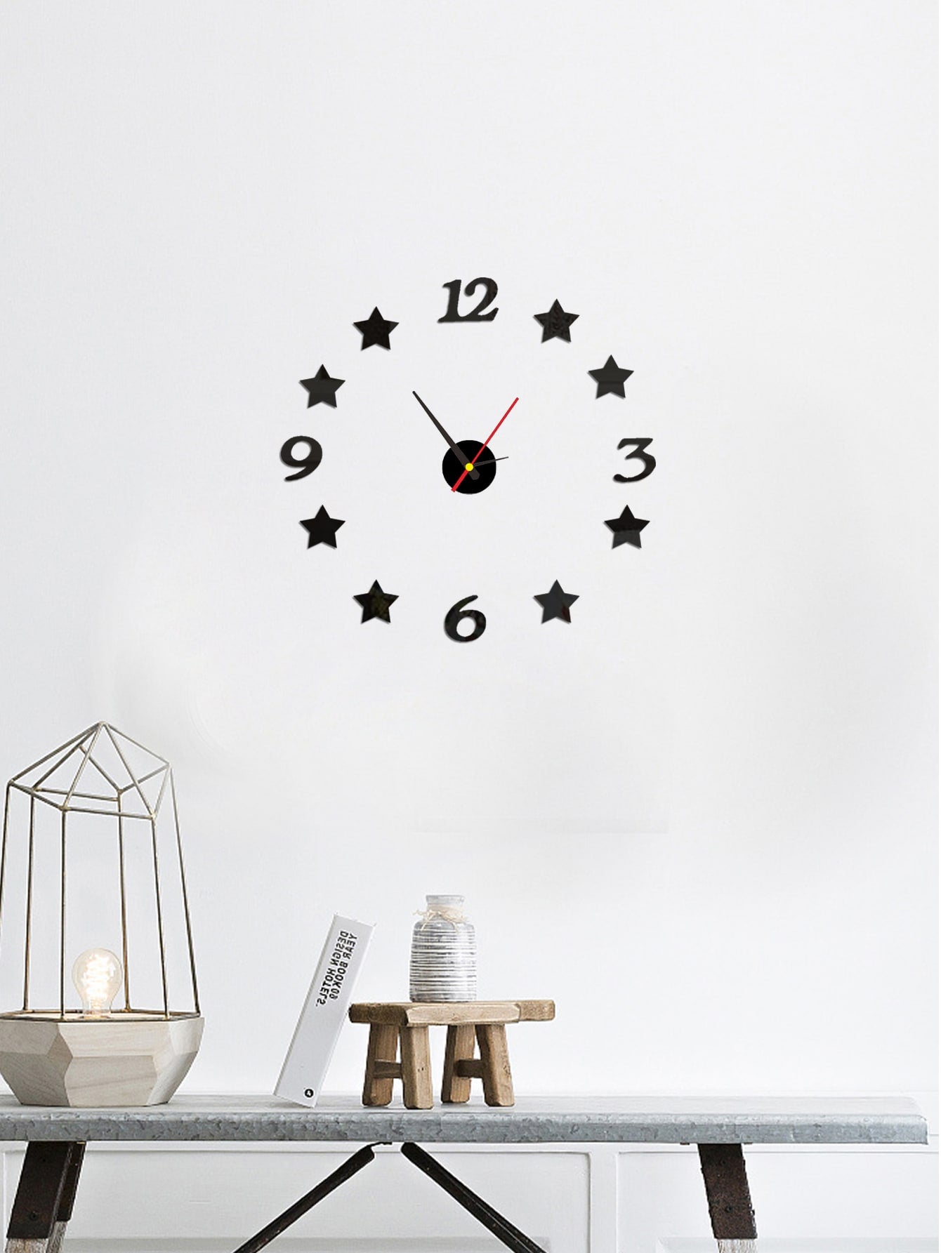 1set Mirror Surface Star Wall Clock