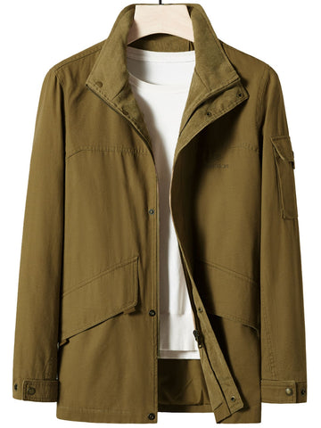 Loose Fit Men's Coat With Flap Pockets On Side, No Sweatshirt Included