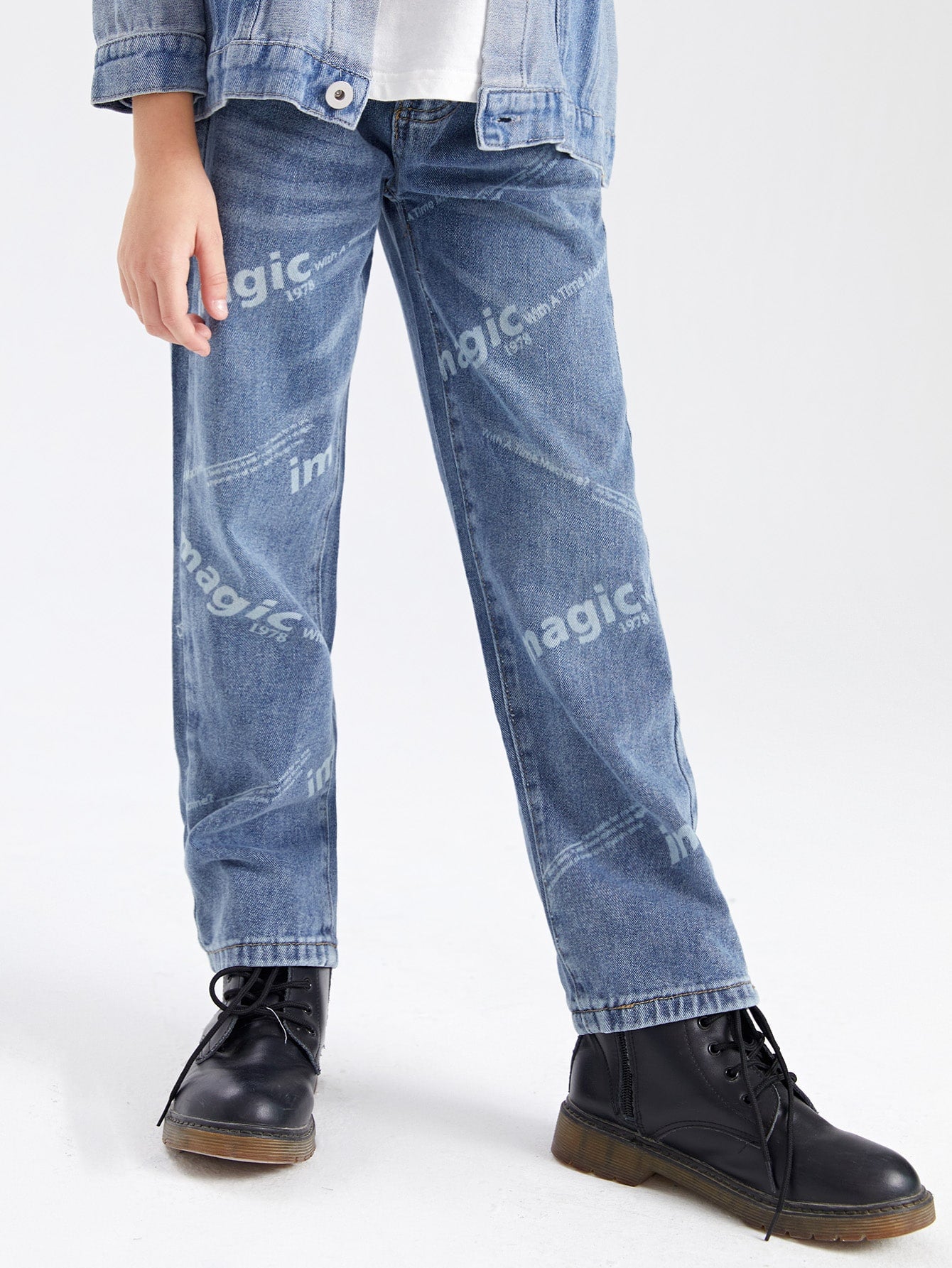 Boys Letter Graphic Straight Leg Jeans