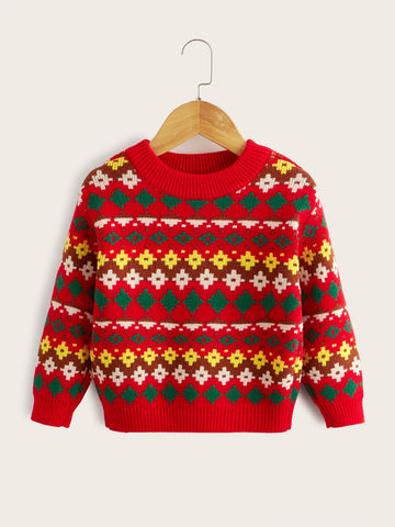Toddler Girls Geo Pattern Sweater