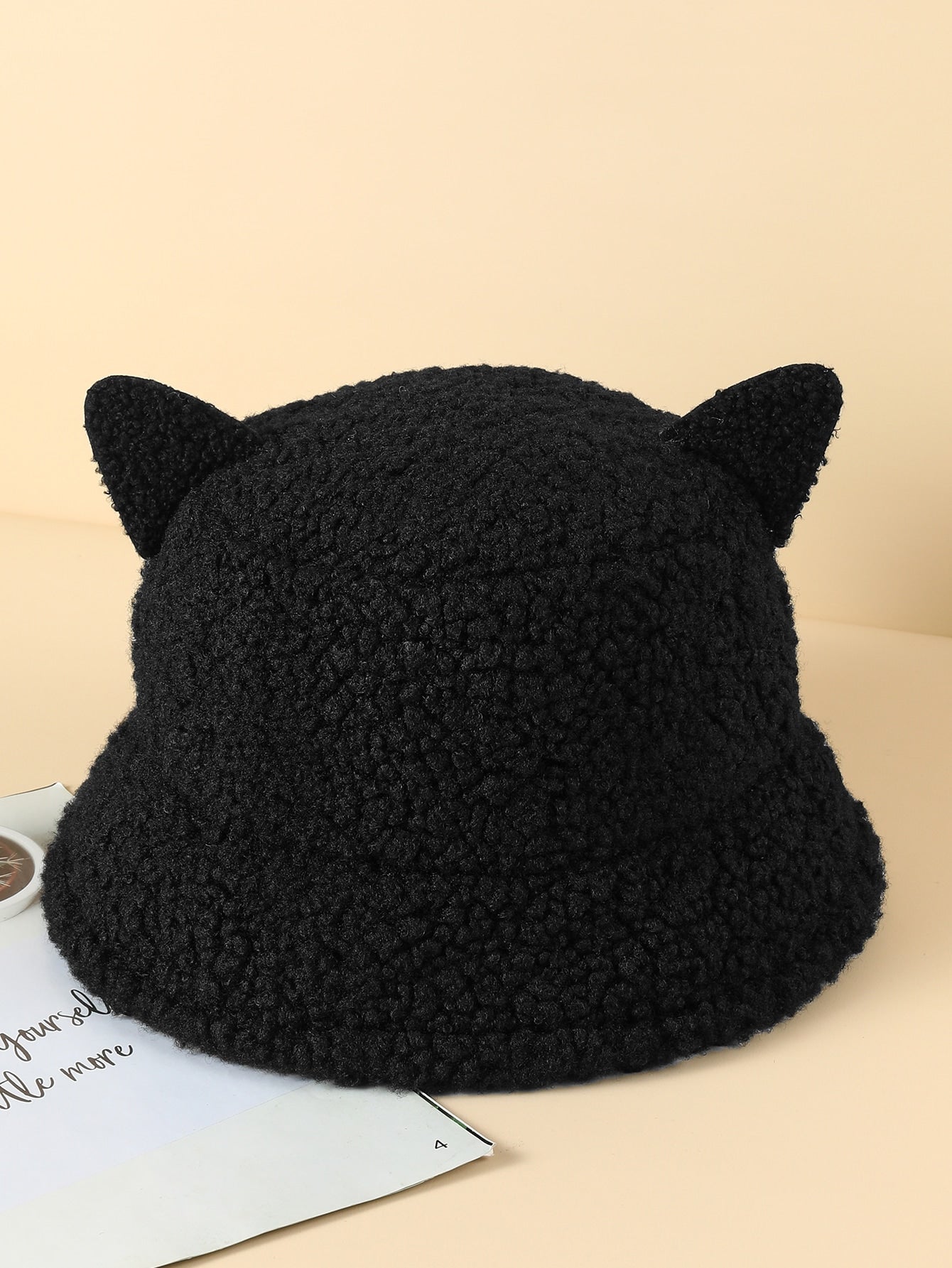 Ears Decor Fuzzy Bucket Hat