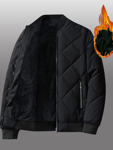Loose Fit Men's Quilted Bomber Jacket (Without Sweater)