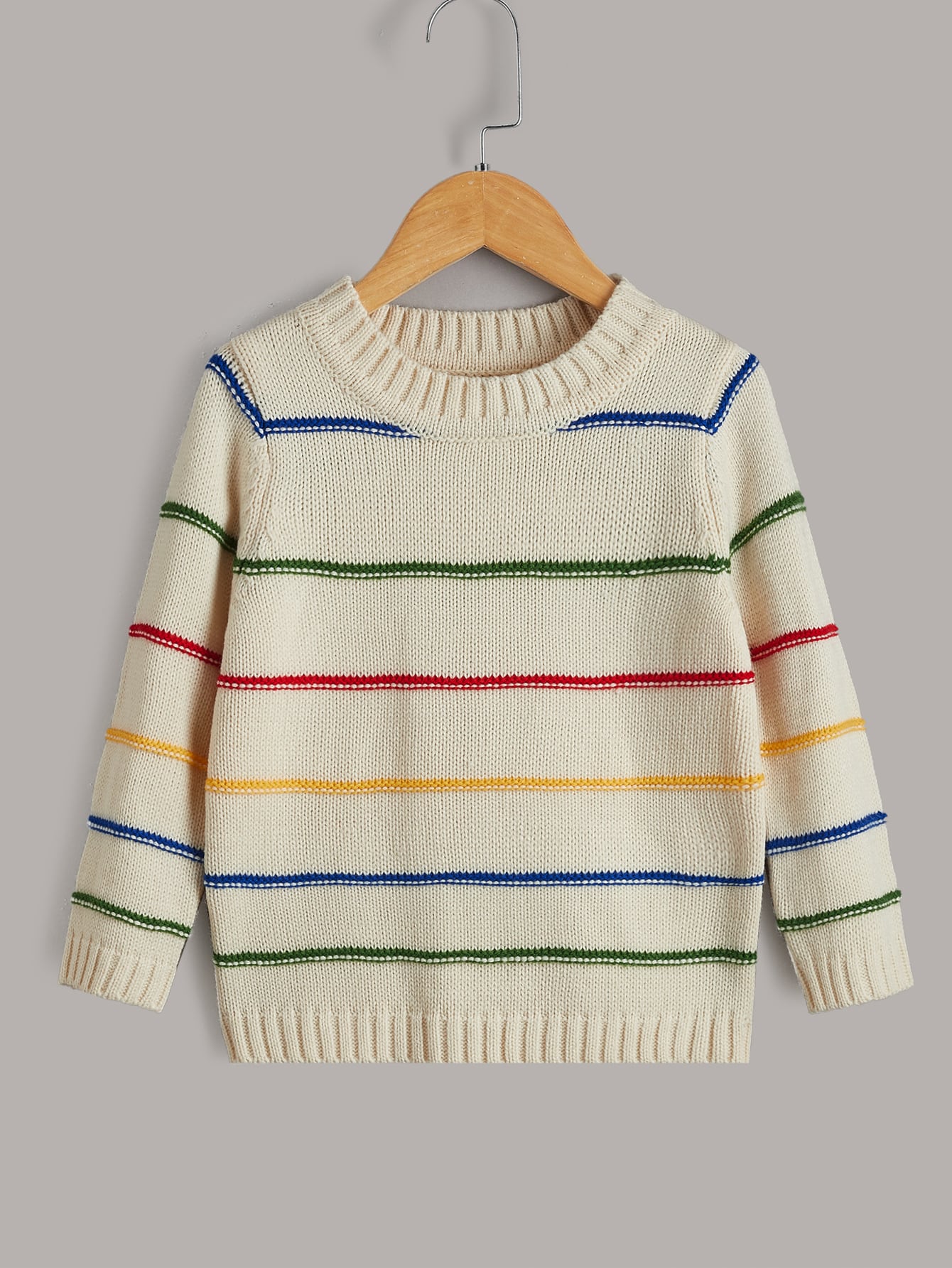 Toddler Girls Block Striped Pattern Sweater