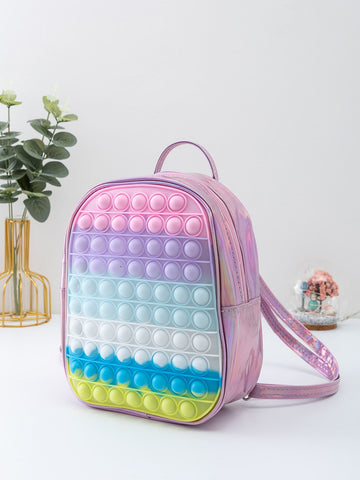 Girls Random Colorblock Push Bubble Pop Design Backpack