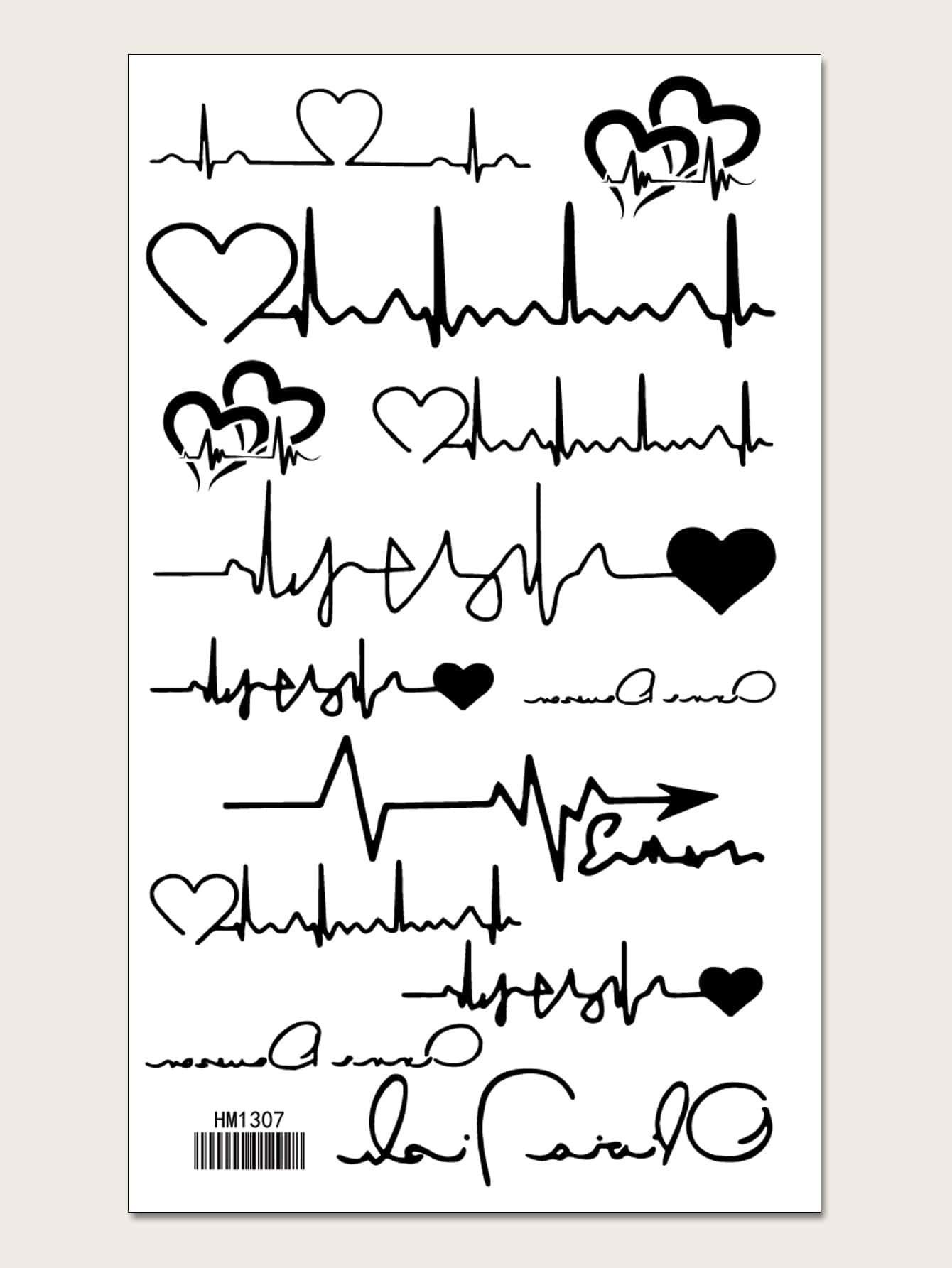 Heartbeat Pattern Tattoo Sticker