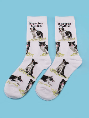 Men Dog Print Crew Socks