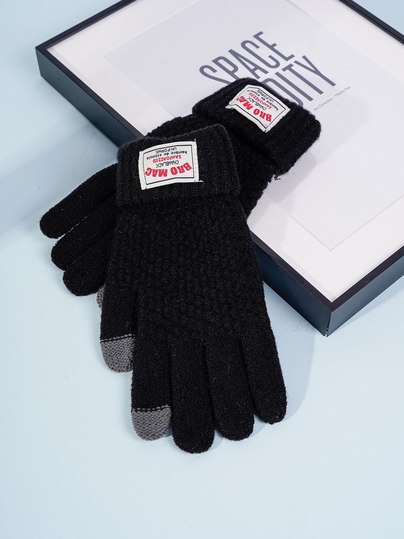 Men Letter Label Decor Gloves