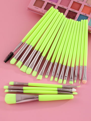 20pcs Neon Yellow Makeup Brush Set