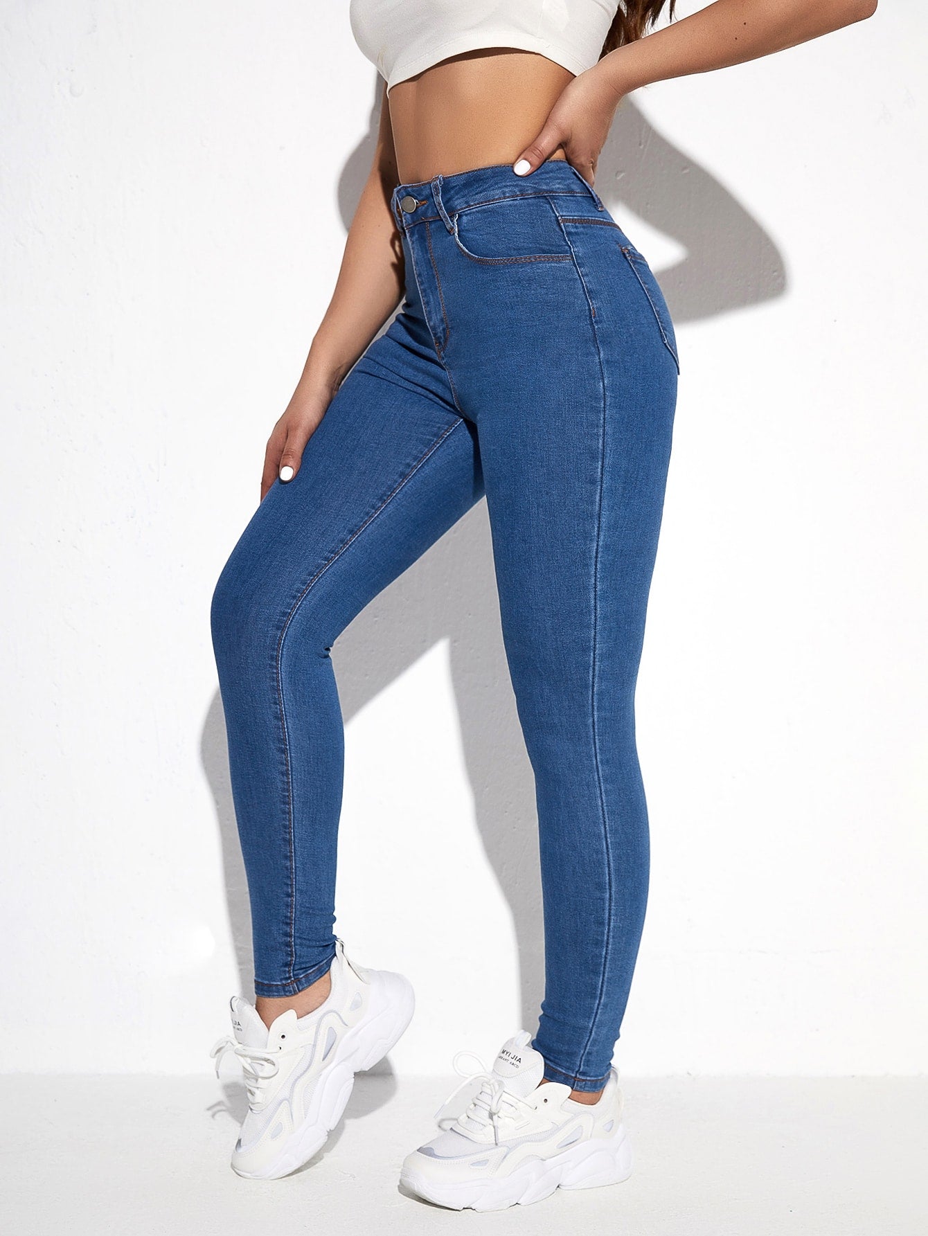 High Waist Skinny Cropped Jeans