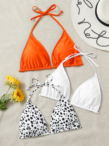 Summer Beach 3pack Plus Halter Triangle Bikini Top
