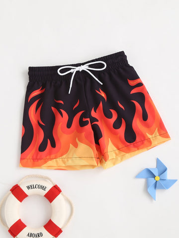 Young Boy Fire Pattern Swim Shorts