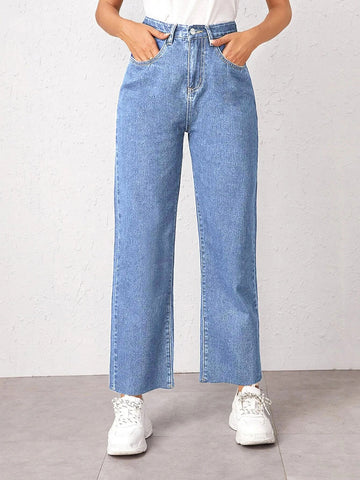 Bleach Wash High-Rise Baggy Jeans
