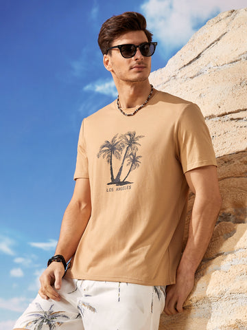 Men Tropical & Letter Graphic Tee