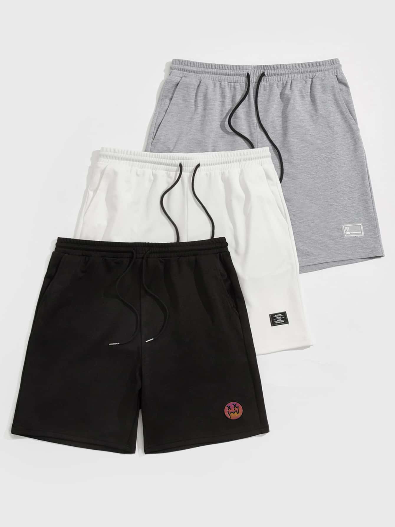Men 3 Pack Patched Shorts