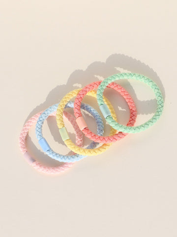 5pcs Braided Hair Ties For Daily Use For Girls Hairstyles Casual