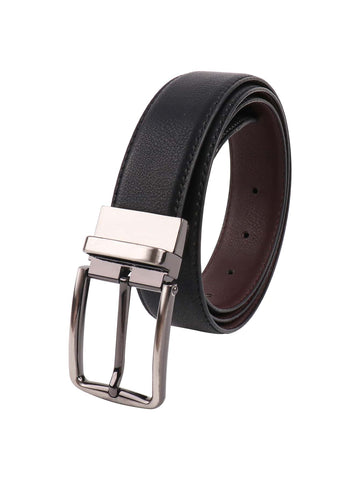 Men's Reversible Belt With Rotary Buckle Double Layer PU Polyurethane Belt Casual