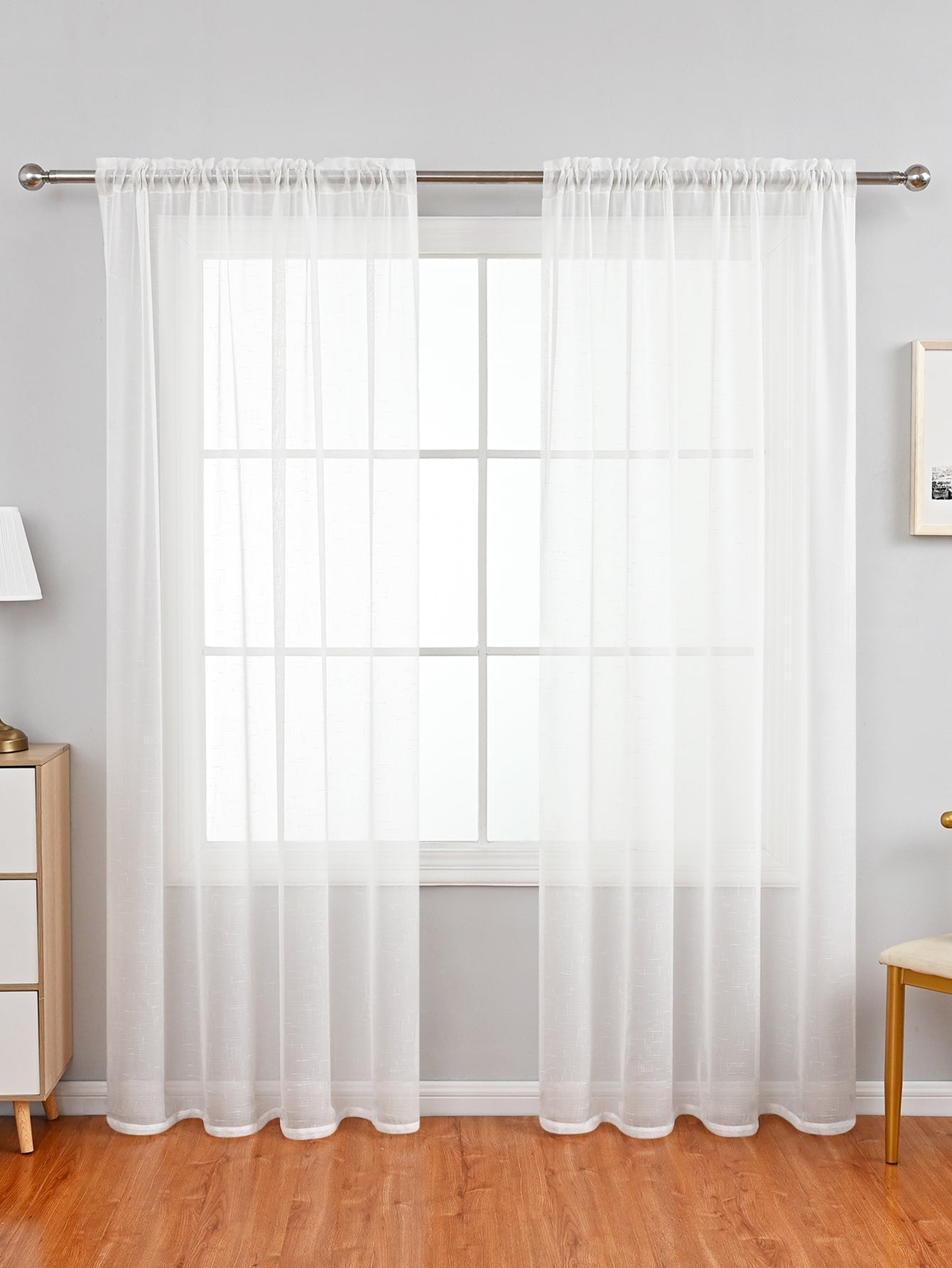 Solid Color Single Panel Sheer Curtain