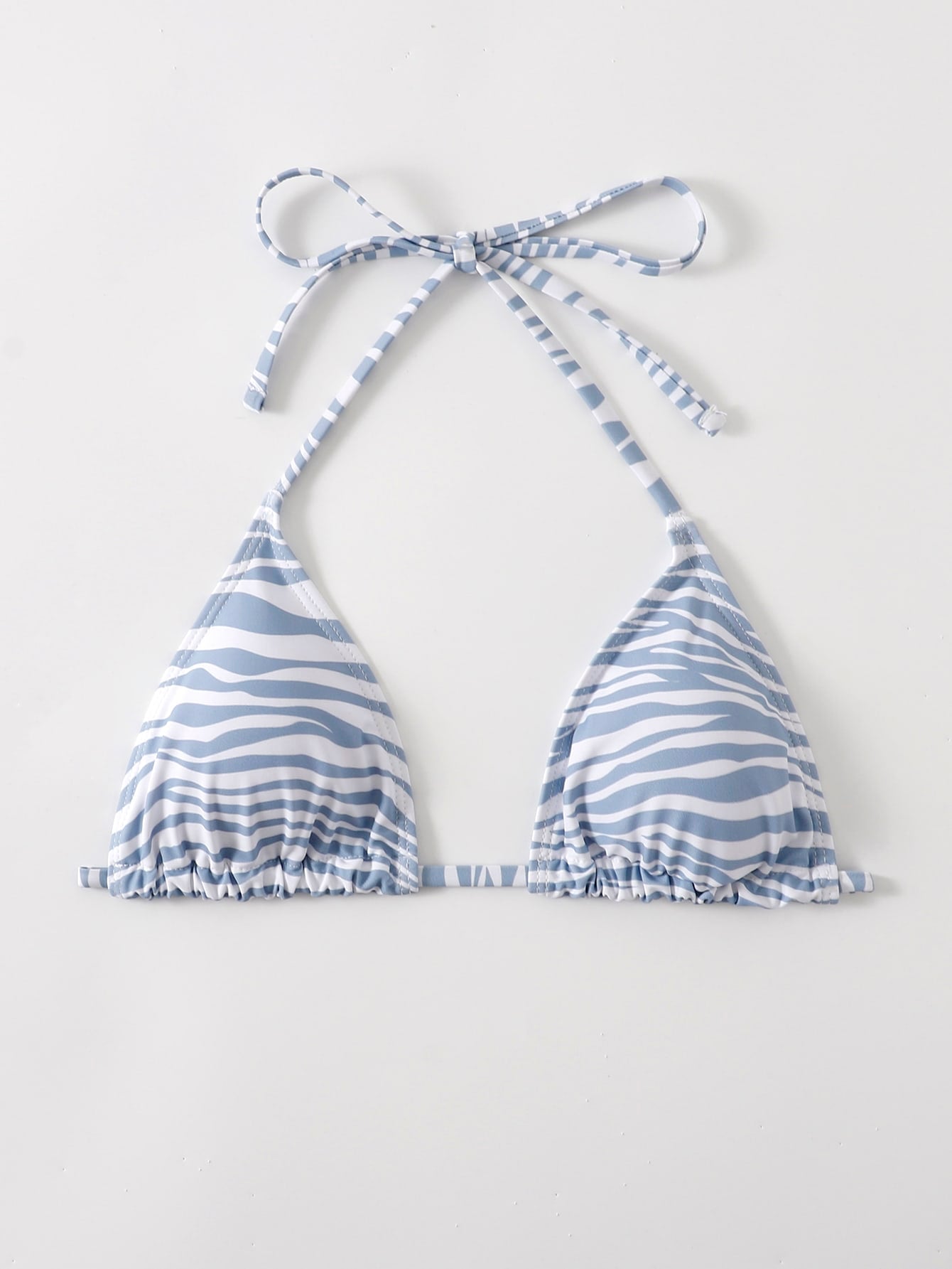 Summer Beach Zebra Stripe Halter Triangle Bikini Top
