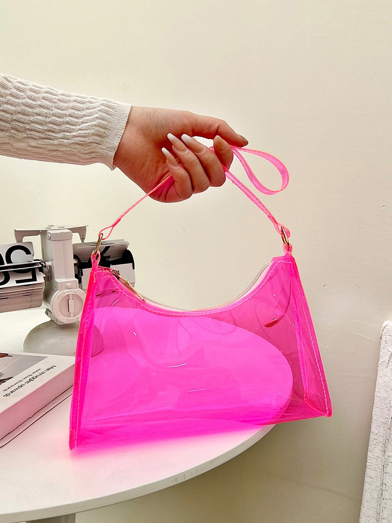 Neon Pink Baguette Bag