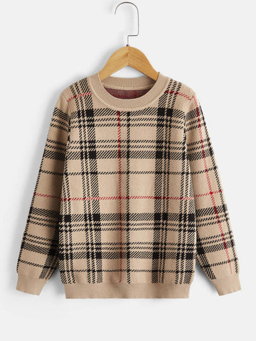 Tween Boy Plaid Pattern Sweater