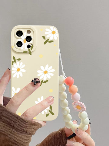 Daisy Pattern Phone Case With Lanyard