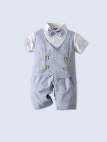 Toddler Boys Bow Double Breasted 2 In 1 Shirt & Shorts