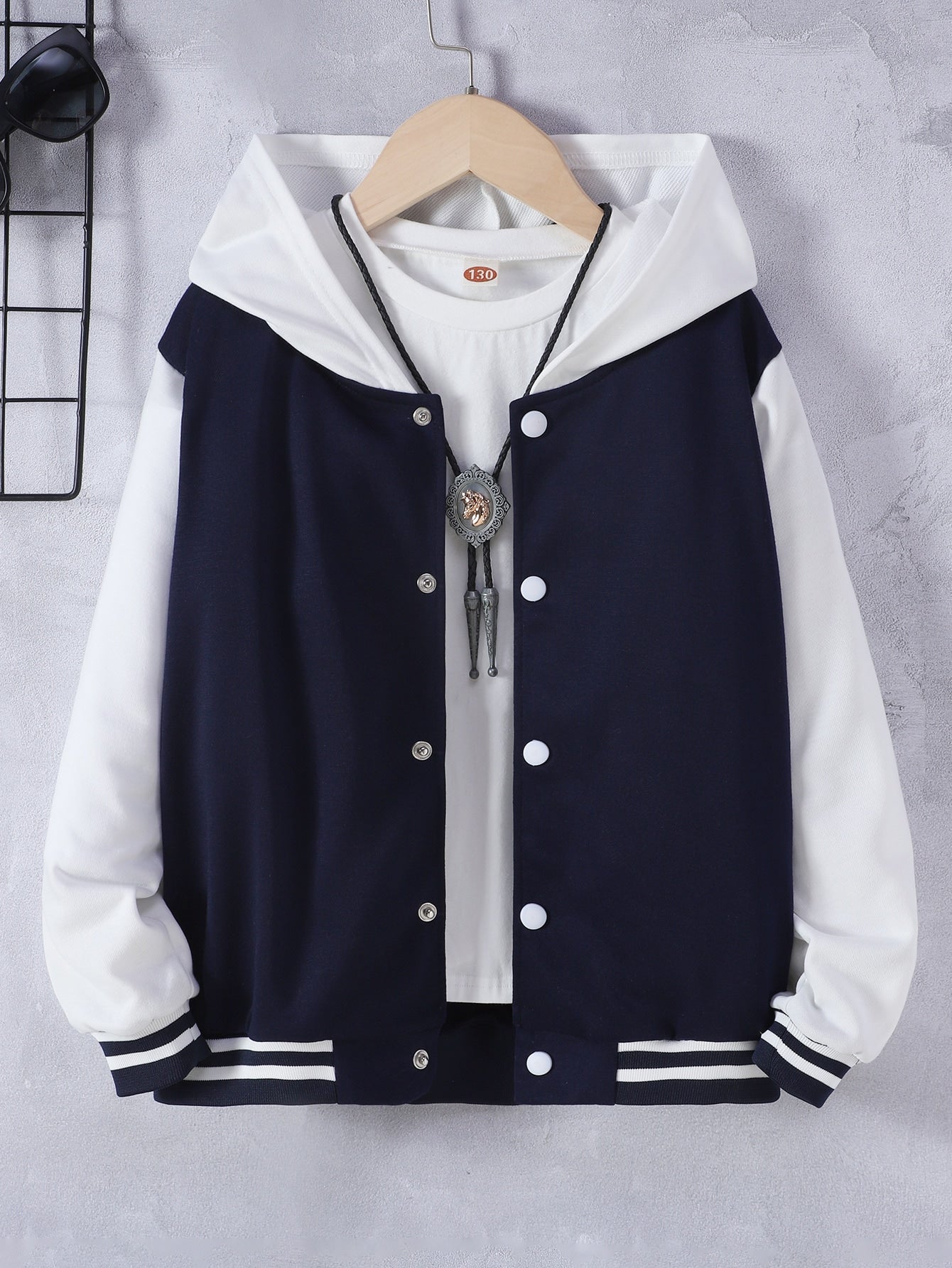 Boys Two Tone Hooded Jacket Without Tee