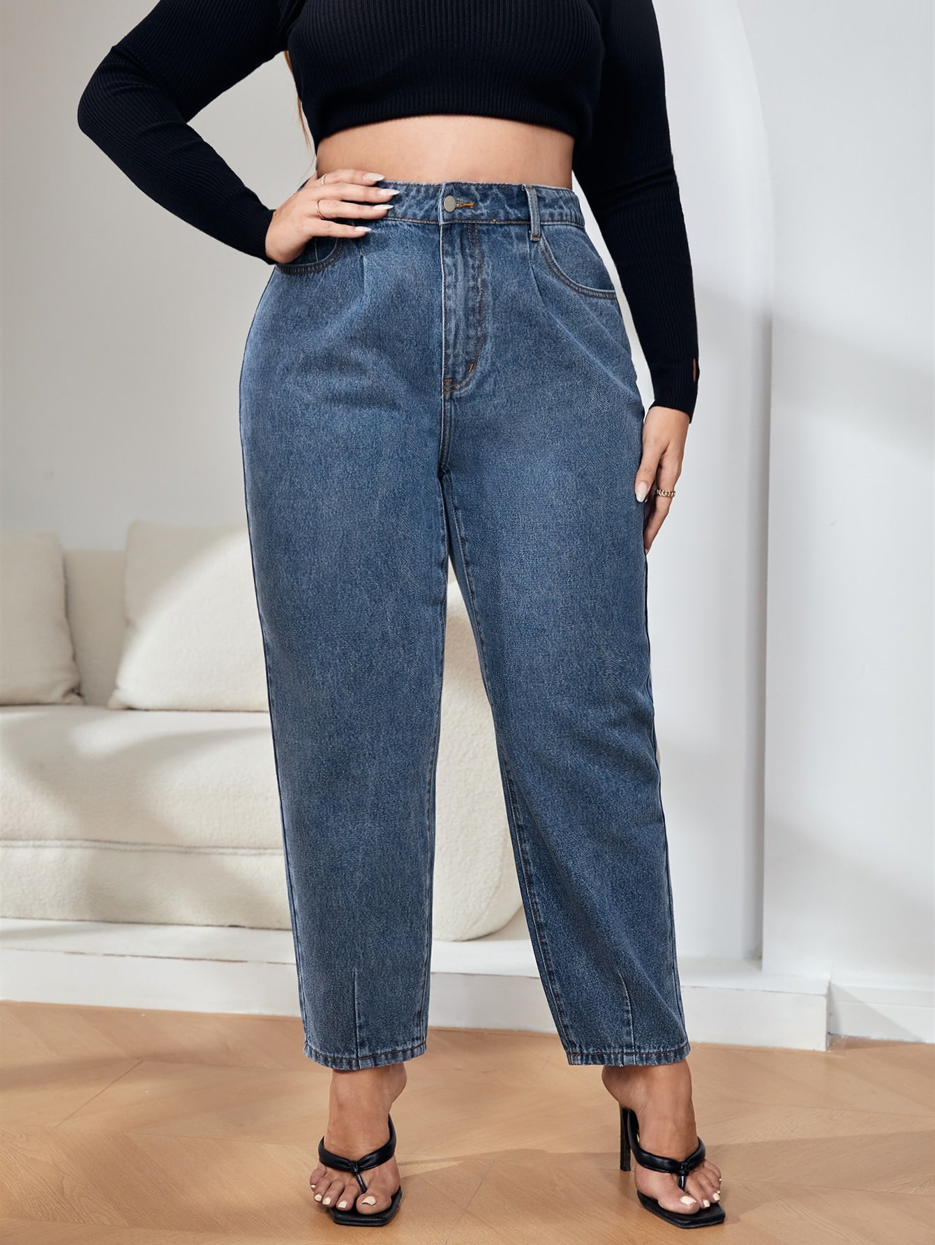 Plus High Waist Mom Fit Jeans