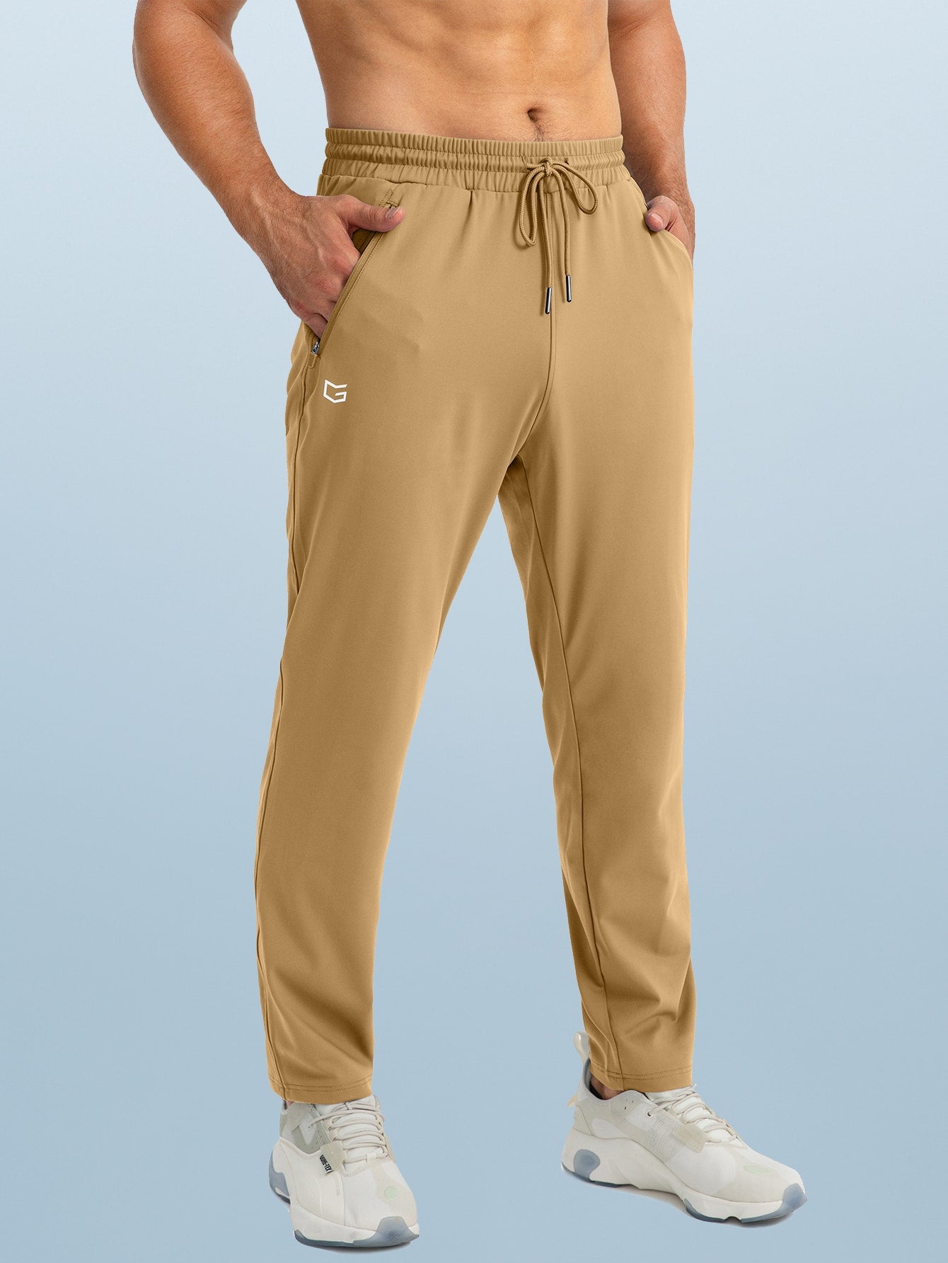 Men Graphic Print Drawstring Waist Zipper Pocket Sports Pants